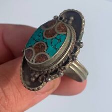 VERY STUNNING ANCIENT ANTIQUE SILVER RING VIKING WITH STONES AMAZING ARTIFACT picture