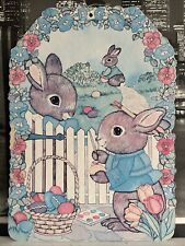 vintage Eureka die cut Rare Easter Bunny eggs Spring Decoration 16” Double Sided picture