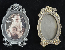 Vintage Mini Ornate Small Picture Frames Lot Of 2 Floral Design Stand Up Easel picture