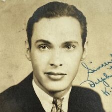 P4 Photograph Handsome Attractive Man Cut Out Postcard Signed 1930-40's Cute picture