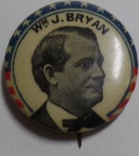 1896 William J Bryan Presidential Campaign Button RW&B Edge Sweet Caporal Cigs picture