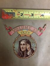 Antique Color Book Plate ? Die Cut Old Woman w Cape Volume 13 1878 Scroll  picture