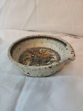 Vtg Studio Art Pottery Spoon Rest Signed 'fe' Trinket Dish Hand Thrown Speckled  picture
