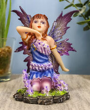 Kneeling Purple Lavender Girl Fairy Garden Statue 4.25
