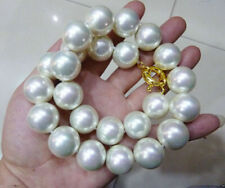 18mm White Round Shell Pearl Necklace 18inch 18K Clasp hand-made mesmerizing picture