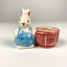 VTG Bunny Egg Basket Holder Farmhouse Cottage Ceramic Small Pot Bud Vase Cute picture
