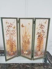 Vintage Pressed Resin  Butterflies Flowers Plants Signed Table Top Triptych 3D picture