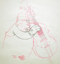 1938 WC FIELDS comedian music bass Walt Disney ORIGINAL PRODUCTION cel DRAWING picture