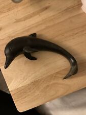 Vintage Solid Brass Dolphin Figurine Sea Ocean Paperweight Home Decor picture