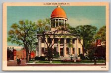 Court House Norfolk Virginia Street View Linen Government Building UNP Postcard picture
