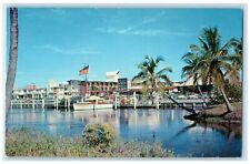 c1950's Motel Row As Seen Across Indian Creek Miami Beach Florida FL Postcard picture