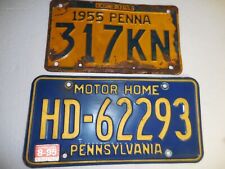 (2) Vtg. Plates 1955 Penna #317KN & PA.MOTOR HOME plate# HD~62293~EXPIRED picture