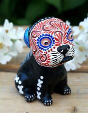 Pug Puppy Dog Skeleton Sugar Skull Day of the Dead Handmade Clay Mexico Folk Art picture