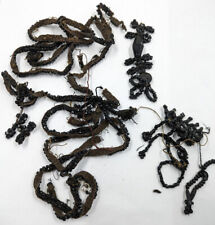 Antique Mourning Victorian Edwardian Black Beaded Trim Adornments Bits Fragments picture