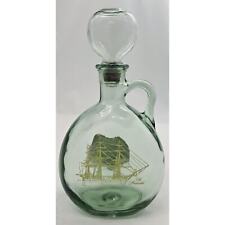 Vtg Old Fittzgerald Green Glass Bottle Whiskey Decanter w/Top 1971 Old Ironsides picture