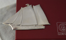 YR 84 Gorham Sterling Silver Schooner Sailboat Christmas Ornament w Box Scarce picture