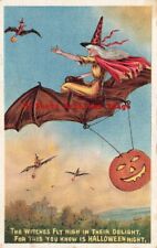 Halloween, Anglo-American No 876/2, Witches Riding Bats Carrying JOLs picture