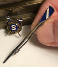VINTAGE 1908 STERLING SILVER ENAMEL A JOHNSON NY ROWING CREW PINS (SETON HALL?) picture