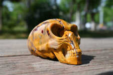 350g Hand Carved Natural Mookite Jasper Alien Skull Reiki Crystal Skull Holiday  picture