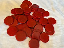 52 Vintage Bakelite Poker Game Chips Red Marbled Swirl picture