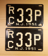 1951 New Jersey License Plate Pair Tag# RC33P picture