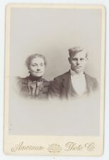 Antique Circa 1880s Cabinet Card Lovely Couple Wearing Fancy Victorian Clothing picture