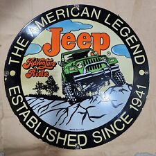 JEEP ADVENTURE PORCELAIN ENAMEL SIGN 30 INCHES ROUND picture