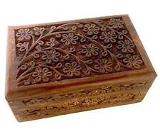 New Age Imports, Inc. Gift Ideas~ Floral Carved Handmade Wooden Box 4 inches by picture