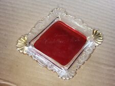 Vintage Red Glass Souvenir Plate Cadillac, Michigan picture