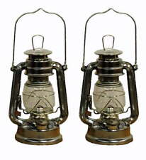 Lot of 2 - 8 Inch Silver Hurricane Kerosene Oil Lantern Hanging Light / Lamp picture