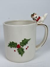Vintage Josef Originals? Christmas Holly Berry Cat Mug RARE picture