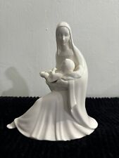 Vintage White Ceramic Madonna Virgin Mary With Baby Jesus Statue picture