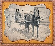Outdoor Scene Man Riding Horse Drawn Wagon House 1/6 Plate Daguerreotype T530 picture
