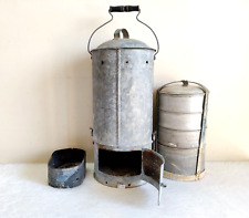 1920s Vintage 4 Compartment Iron Tiffin With Heater Old Rare Collectible I141 picture