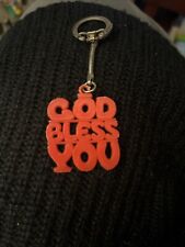 Vintage God Bless You Plastic Keychain picture