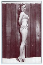 Pretty Woman Arcade Card Pin Up Risque Curly Hair Tip Toe c1905 Unposted Antique picture