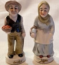Vintage Farmer Old Lady & Man Basket Bisque Figurines 7