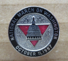 Vtg 1987 March on Washington Lapel Pin LGBTQ Rights Political Pride AIDS Rally picture