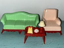 Vintage Plastic Renwal Dollhouse Size Furniture Lot Toy Pink Chair Couch MORE picture