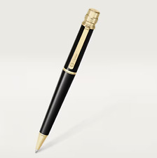 Cartier XL Santos de Cartier Black Lacquer Gold Trim Ballpoint Pen OP000131 $520 picture