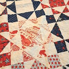 USA Patriotic Freedom Patchwork Quilt 62 x 73 Flag Handmade Signed Texas picture