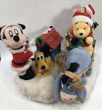 For Parts/ Rehab -2 Disney Winnie Pooh Mickey Animated Christmas Plush - Gemmy picture