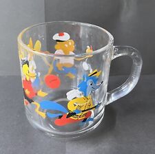 Vintage Arcoroc France Glass Mug Child Cartoon Animals Monkey, Duck, Rabbit Fox picture