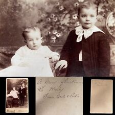 Antique Studio Photo Cabinet Card Boy & Girl Children Lyons NY Dereich picture