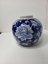 Vintage Ginger Jar Cobalt Blue & White Porcelain Lidded Ginger Jar picture