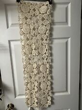 Vintage Rectangle Hand Crocheted Doily Table Runner White picture