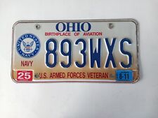 2011 Ohio US NAVY U S ARMED FORCES VETERAN License Plate 893WXS picture