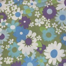 Vintage Fieldcrest Perfection Flower Power Blue Hippie Retro Twin Flat Sheet picture