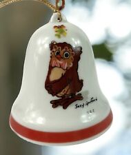 Vintage, Suzy Zoo Owl Porcelain Ornament Bell 1979 picture