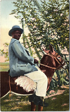 1942 Native Curacao Man on Donkey Vintage postcard PCB-1A picture